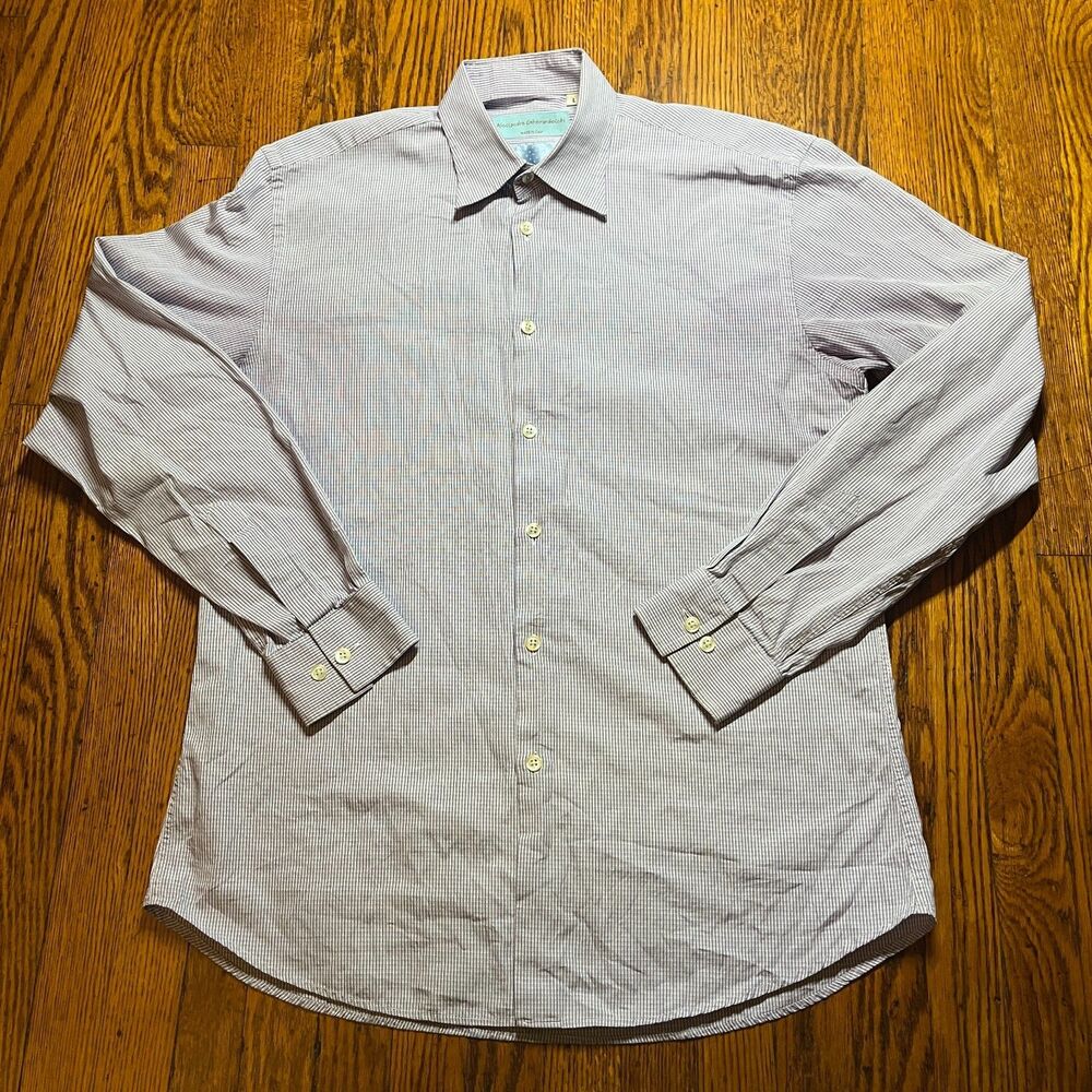 Alessandro Gherardeschi Men's L Purple Grid Check Button Up Shirt Made in Italy